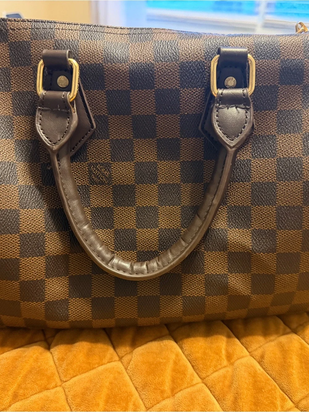 Classic Brown Checkered Top-Handle Women’s Purse